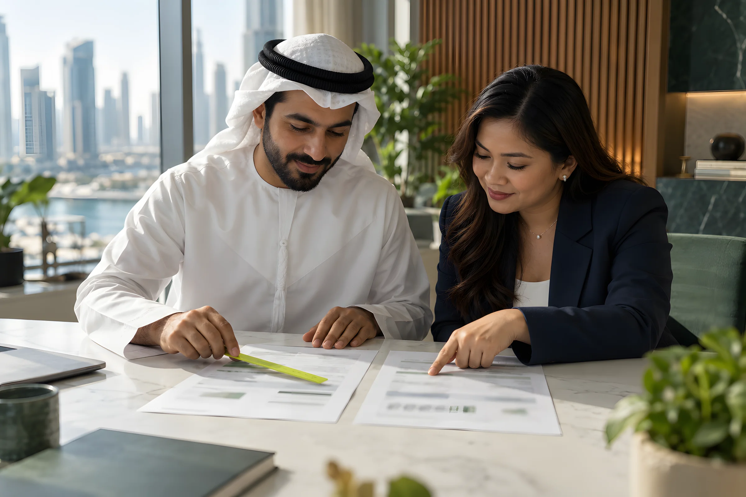 محاسبان يطابقان بنود كشف الحساب البنكي مع قيود الدفاتر